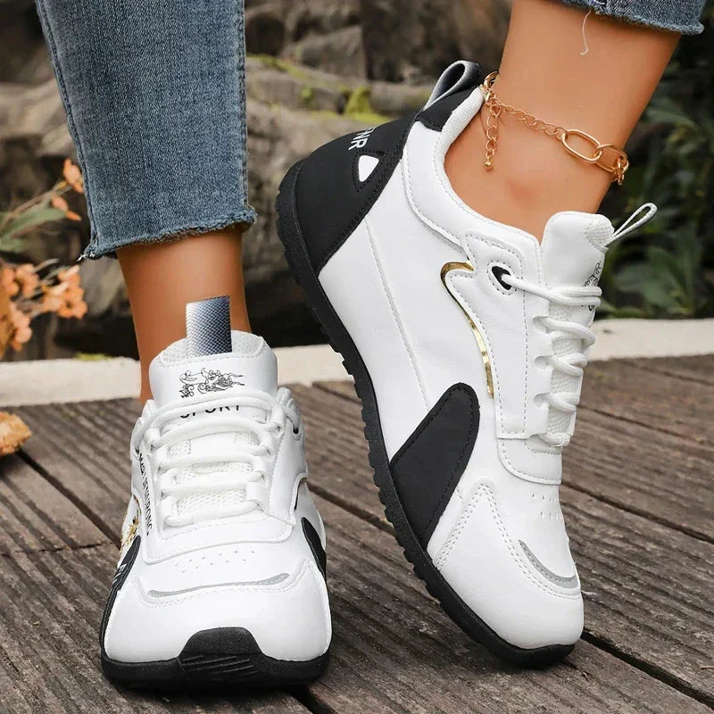 Women Designer Sneakers 2025 Summer Leather Waterproof Casual Sports Shoes Women Lightweight Breathable Anti-Slip Platform Shoes