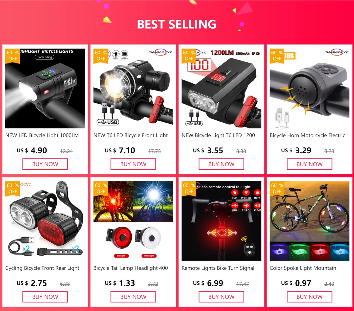 Bicycle Tail Lamp Headlight 400 Lumens Waterproof LED Warning Light Mountain Bike Luminous Night Riding Equipment Bike Lights