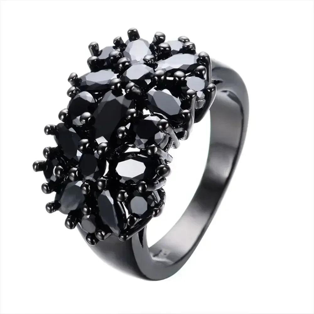Luxury rings unique black oval inlaid cross border vintage big wedding for women men fashion jewelry accessories
