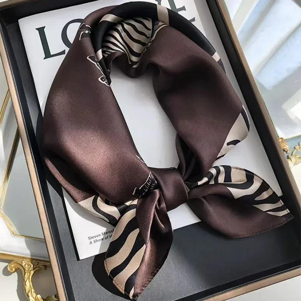 Women’s elegant white black polka dot design satin 70cm silk scarves 100% mulberry
