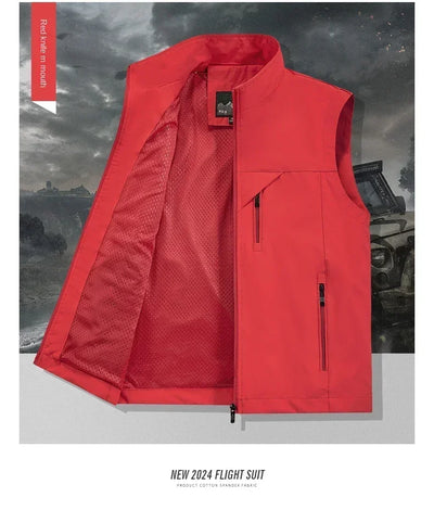 Summer Vest Men's Work Vest Large Size Golf Sleeveless Jacket Tactical windbreaker Hunting Camping Fishing waterproof Coat Parka