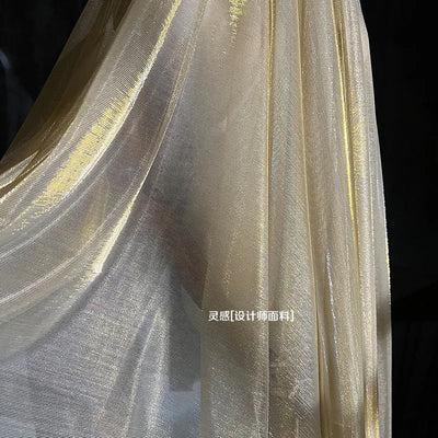 Mesh Fabric Light Gold Illusion Hollowed Out Texture Cloth for Ceremonial Dress Hanfu Wholesale Cloth for Diy Sewing Material