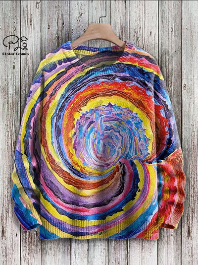 Brand New 3D Printed Retro Colorful Art Print Authentic Ugly Sweater Winter Casual Unisex Sweater F-2