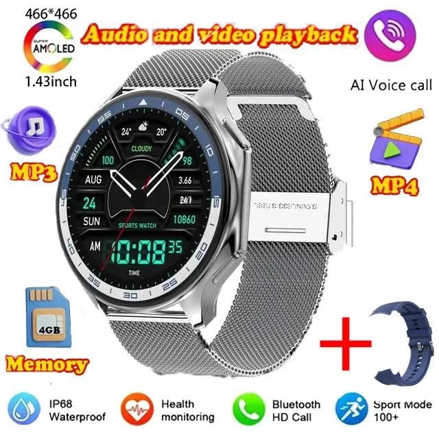 New for Oppo Watch X Men Smartwatch 32GB Extra large Memory 3D Mode MP3 MP4 Smart Watch GPS Sport Smartwatches Bluetooth calling