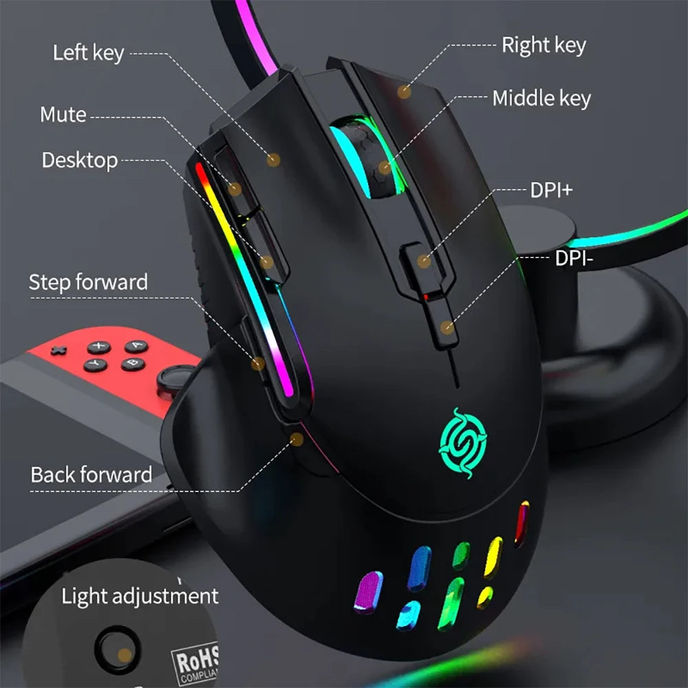NEW Rechargeable USB 2.4G Wireless Mouse RGB Colorful Gaming Mouse Desktop PC Computers Notebook Laptop Mice Mause Gamer