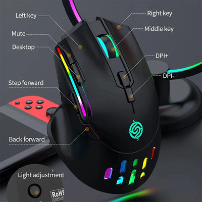 NEW Rechargeable USB 2.4G Wireless Mouse RGB Colorful Gaming Mouse Desktop PC Computers Notebook Laptop Mice Mause Gamer