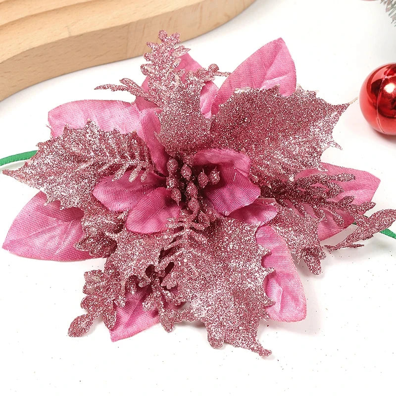 Merry Christmas Ornaments Christmas Tree Decorations for Home New Year Wedding Party Decor Artifical Flower Ornaments For New