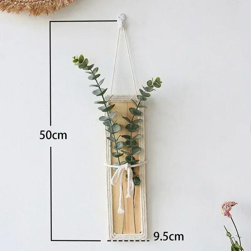 Bohemian with hand ceremony woven rope wood wall decoration simple home living room homestayings kawaii decor