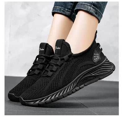 2025 Designer Women Casual Sneakers Sports Shoes Fashion Brand Lace Up Loafers Female Knitted Mesh Breathable Shoes for Women