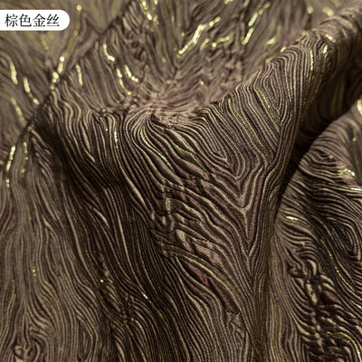 Mountain Pattern Gilt Silk Texture Jacquard Fabric Flash Three Dimensional Texture Hanfu Creative Dress Clothing Designer Fabric