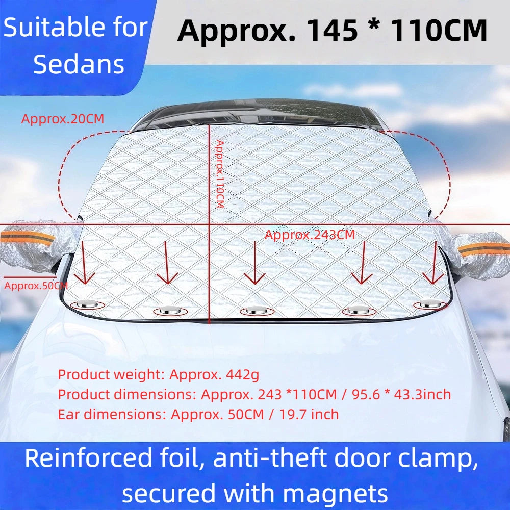 Magnetic Snow Shield for Cars - Heavy Duty Windshield Cover, Frost Protection & All-Season Sunshade | Universal Fit,Easy Install