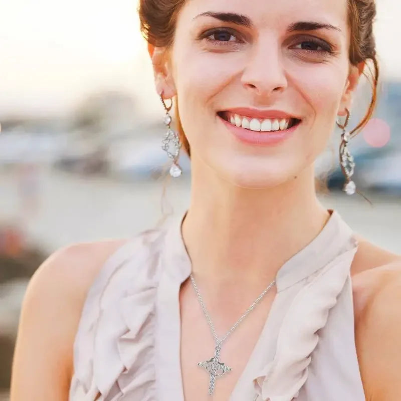 Religious cross Jewelry Neck Chain Christian Necklace Copper Religious Necklace Christian Crown Necklace Pendant For Women Men