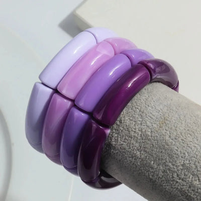 4 pieces/set Acrylic Colorful Brown Bamboo Chunky Bangles Set for Women Resin Statement Bracelet Bangle 2025 Jewelry Gifts