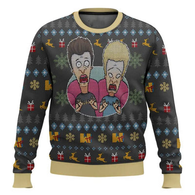 Beavis And Butthead Rock On Ugly Christmas Sweater Cartoon Anime Women Men Pullover Tops New Fashion Couple Hoodie Sweatshirt