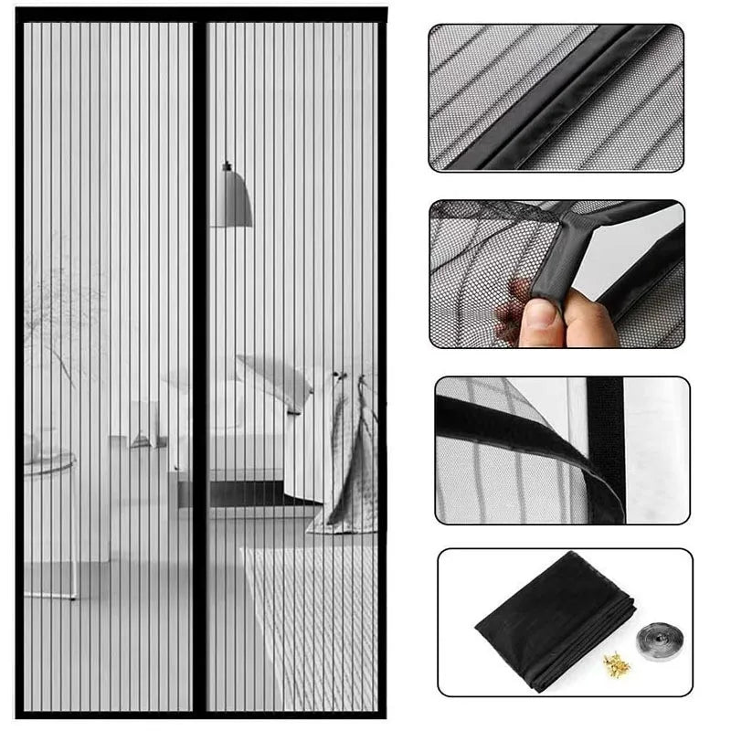 2025 New Magnetic Screen Door Curtain Anti-Mosquito Net Fly Insect Screen Mesh Automatic Closing 5 Size Easy Installation 1PC