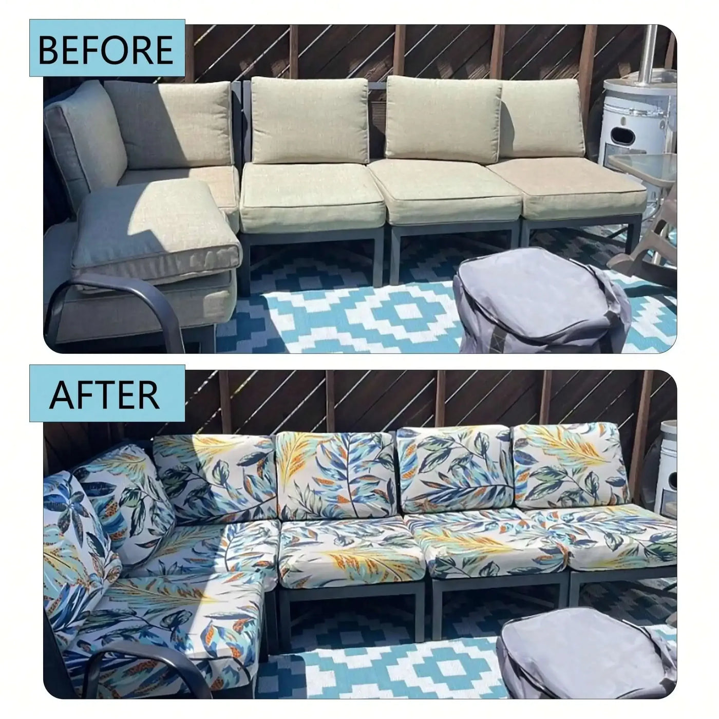 Outdoor Tropical Print Sofa Cushion Covers - Non-Slip Furniture Protectors, Replacement for Individual Seat Cushions