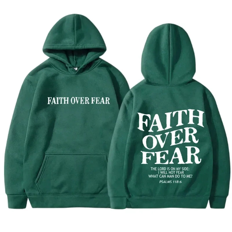 FAITH OVER FEAR Print Hoodies for Men Women Hooded Sweatshirts