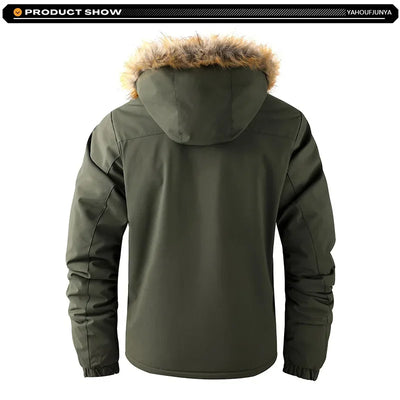 New Winter Men Outwear Fleece Warm Removable Hooded Hiking Jacket Men Outdoor Windproof Casual Fashion Jacket Coat Male Clothing