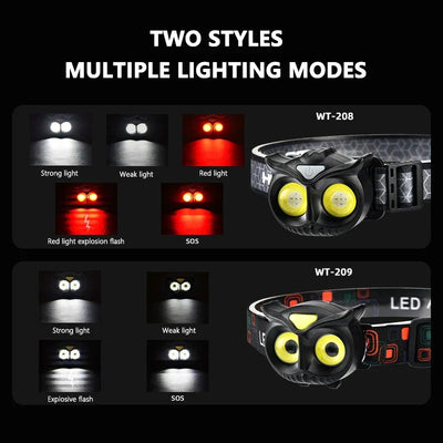 LiitoKala-Small Owl Headlamp, LH-208 209, Can Place 1.2V, 1.5V, AAA Outdoor Climbing Mountain Head Wearing Lamp