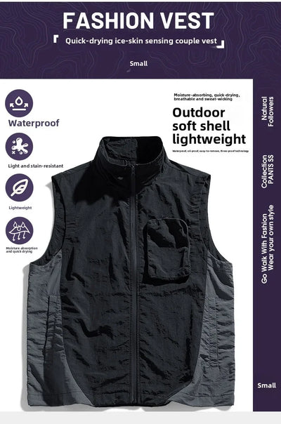 Men's vest for spring and summer new outerwear for camping hiking outdoor charging fashionable trend simple and high-end vest