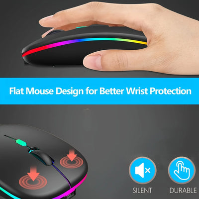 Wireless Mouse Bluetooth-Compatible Gaming Mouse (Dual Mode:BT+2.4Ghz) Ergonomic Rechargeable Mice for PC/Laptop/Macbook  ﻿