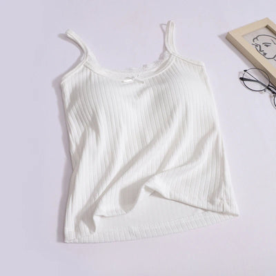 Women Bow Patchwork Lace Two-piece Tank Tops