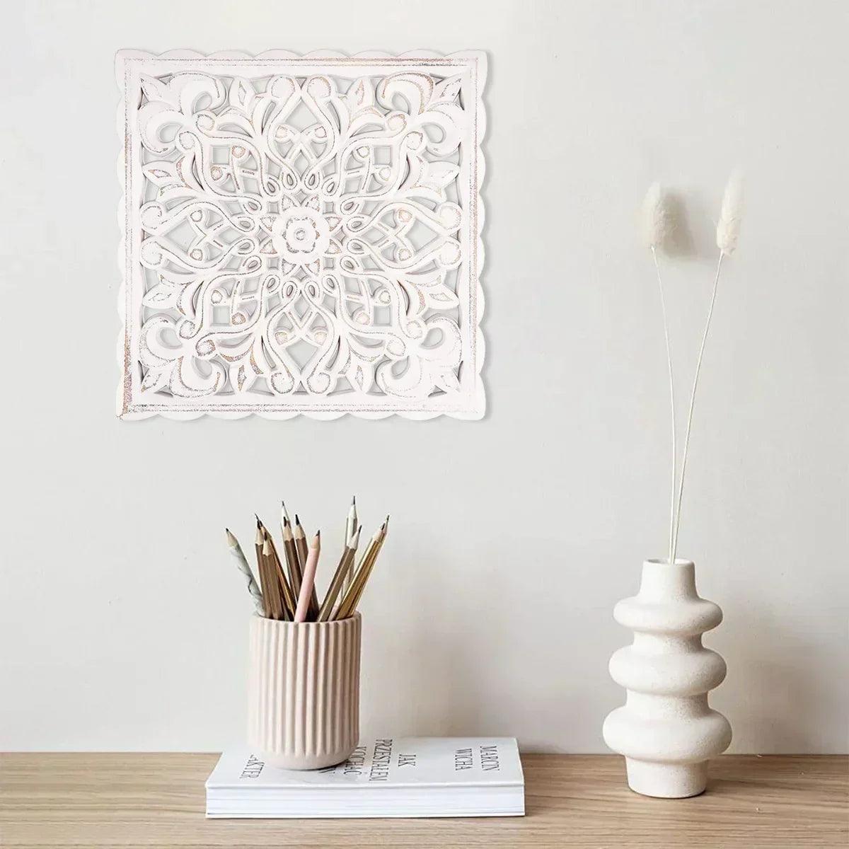 Hollow carved wooden wall decor floral panel hanging ornaments old decorative background