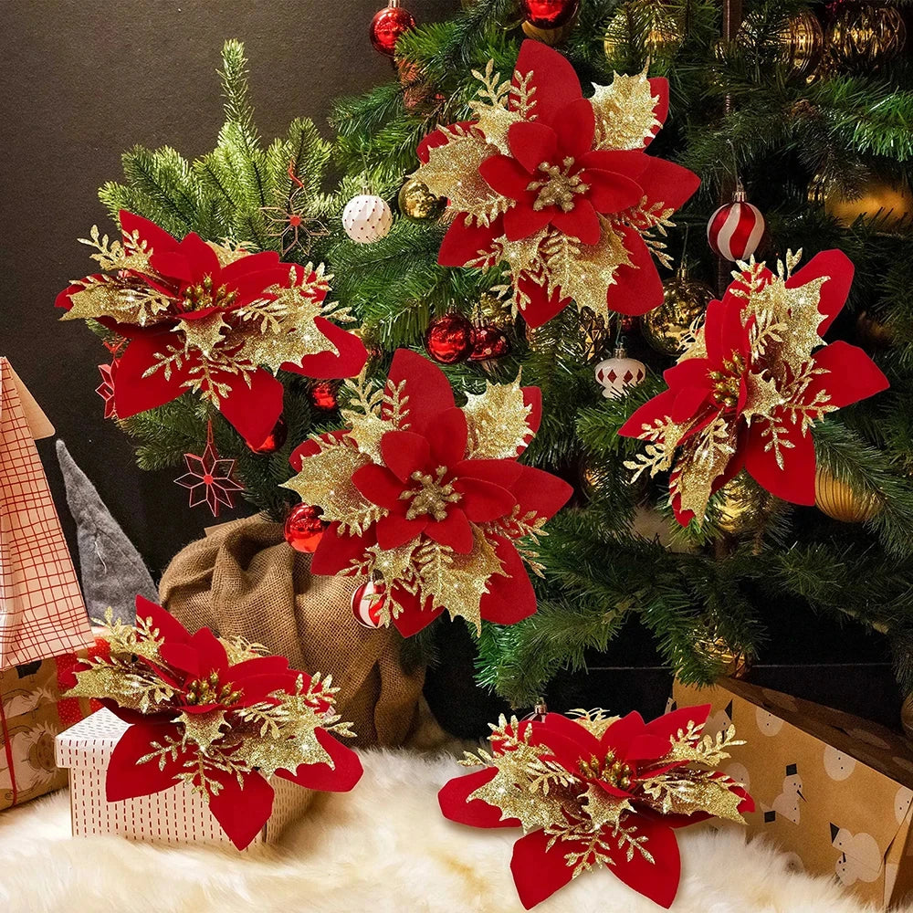 Merry Christmas Ornaments Christmas Tree Decorations for Home New Year Wedding Party Decor Artifical Flower Ornaments For New
