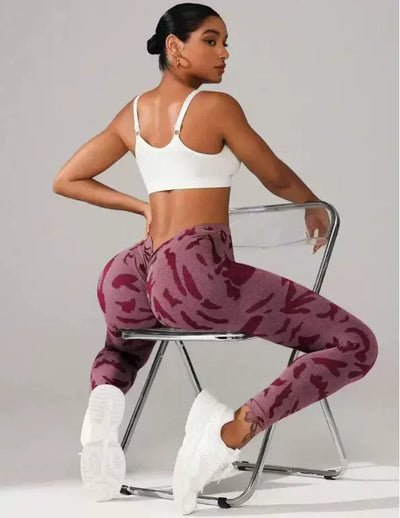 Women V-waist Printed Seamless Leggings