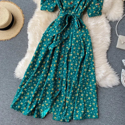 Korean Red elegant sexy Dress women Summer Autumn V-neck polka dot midi dress waist split dress vestidos de fiesta clothes