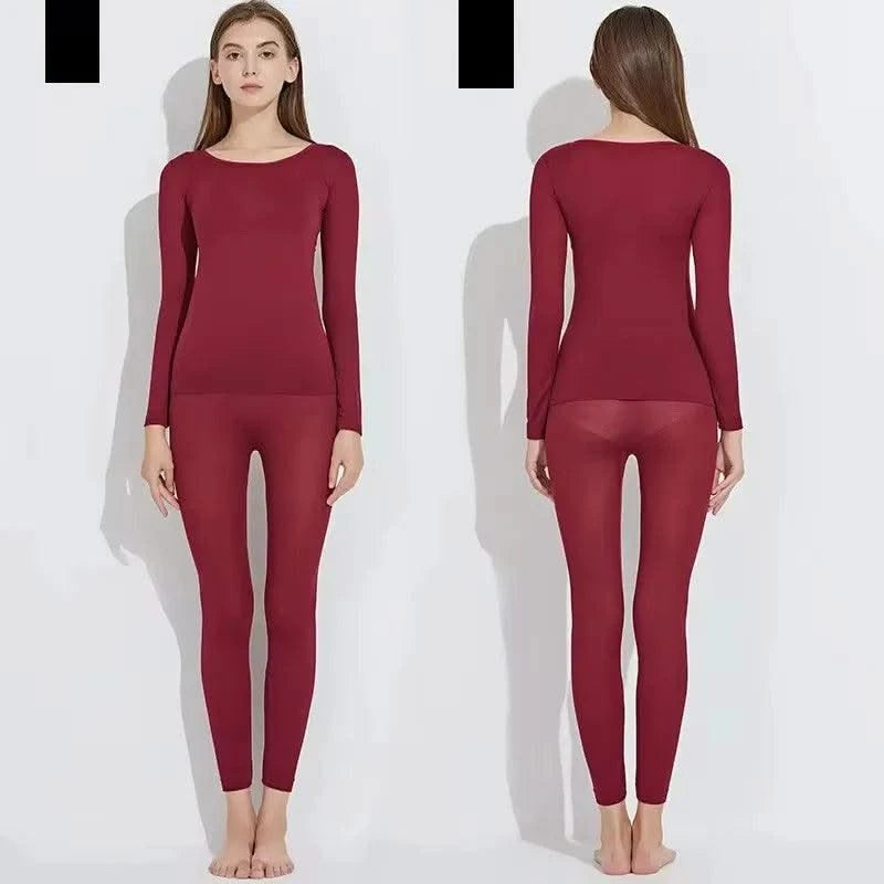 Women traceless thermal underwear set unisex intimate pajamas ultra-thin winter constant temperature long sleeve lingerie 2 piec