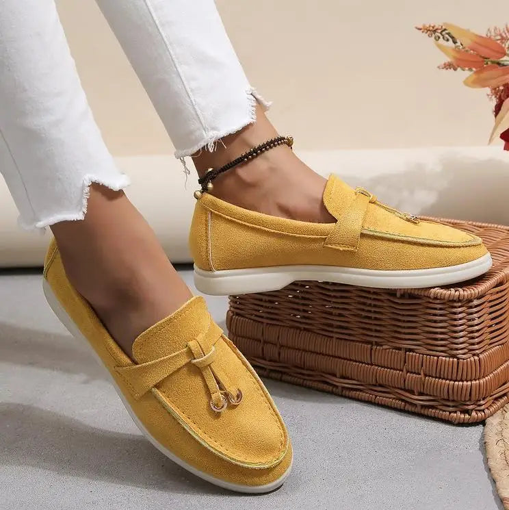 Women's Fashion Flat Casual Shoes Faux Suede Elegant Loafers Design Breathable Slip on Shoes Autumn Casual Business Women Shoes