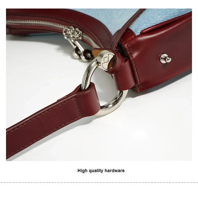 2024 New Women Bag Lady Fashion Half Moon Underarm Shoulder Bag Messenger Female Summer Soft Lightweight Denim Fabric Handbag