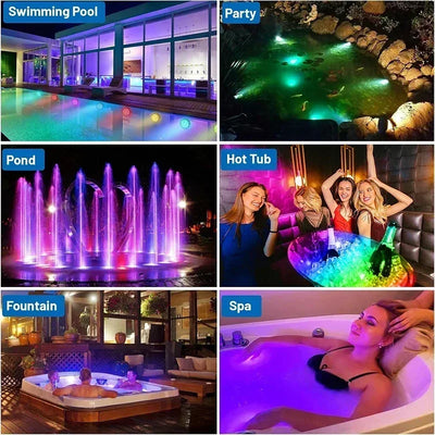 Submersible LED Lights Waterproof Underwater RGB with Remote Control Colour-Changing Light, Battery-Operated Flameless Lamps