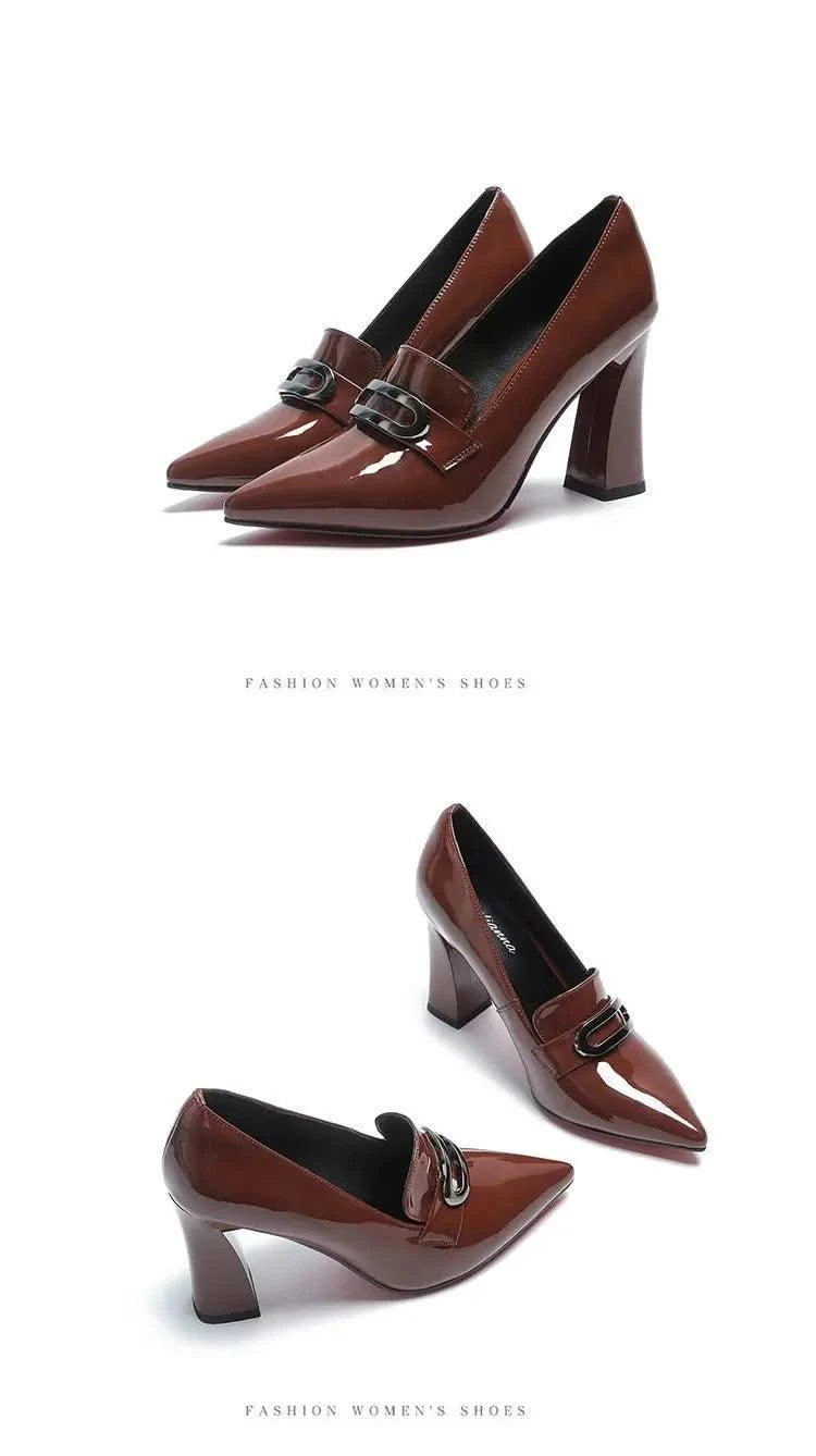 Waterproof Shallow Patent Leather Platform High Heels Shoes | Large Size | High Quality Women's Fashion Shoes 2025 New