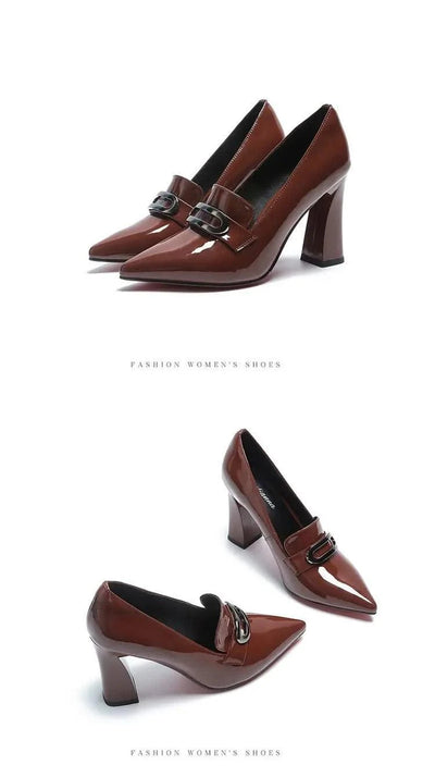 Waterproof Shallow Patent Leather Platform High Heels Shoes | Large Size | High Quality Women's Fashion Shoes 2025 New