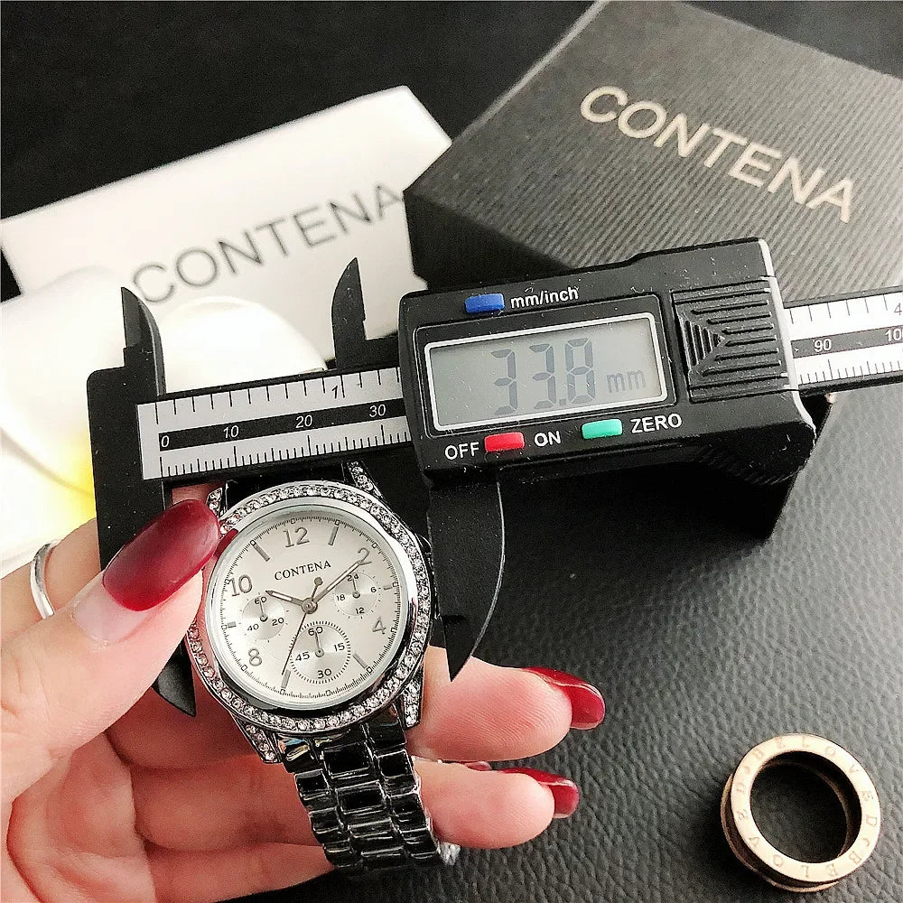 New High-end Stainless Steel Watches for Women Luxury Rhinestone Quartz Watch Elegant Ladies Watches Suitable For Daily Wear