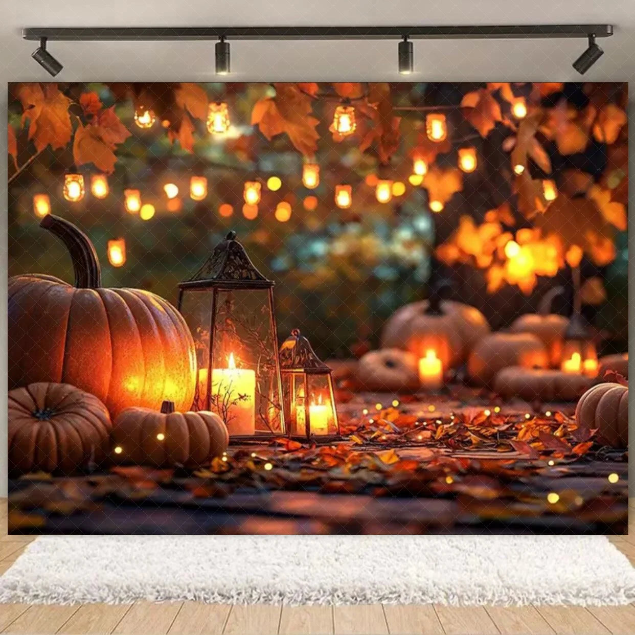 Autumn Harves Happy Thanksgiving Background Pumpkin Turkey Orange Backdrop Banner Party Decorations Supplies Family Party Gifts
