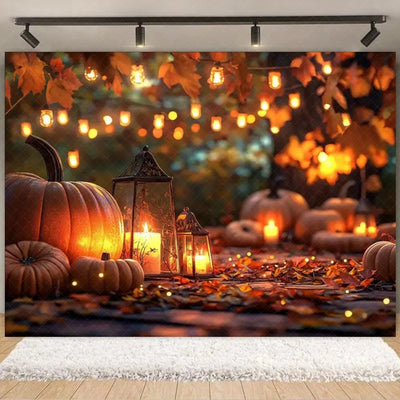 Autumn Harves Happy Thanksgiving Background Pumpkin Turkey Orange Backdrop Banner Party Decorations Supplies Family Party Gifts