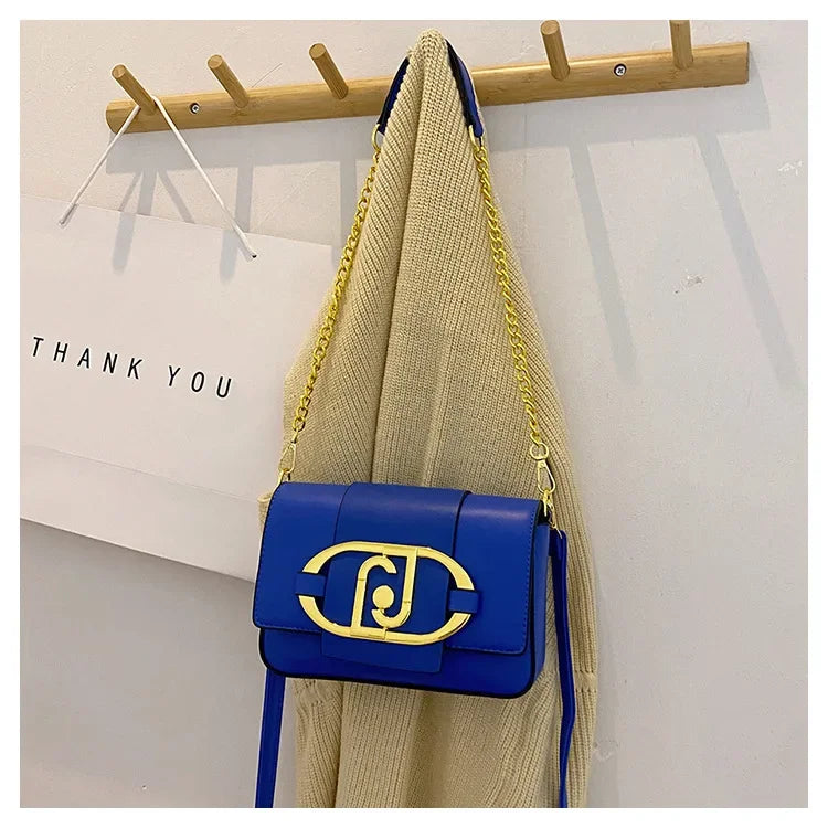 Designer Handbags For Women Leather Metal Buckle Flap Square Shoulder Bags Fashion 2024 Ladies Messenger Bags Females Casual