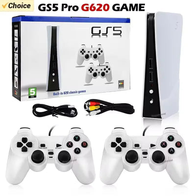 GS5 Pro Video Game Console com 620 Jogos Clássicos, 8 Bit TV, Handheld, USB, 2 Gaming Player com fio, Saída AV, ﻿