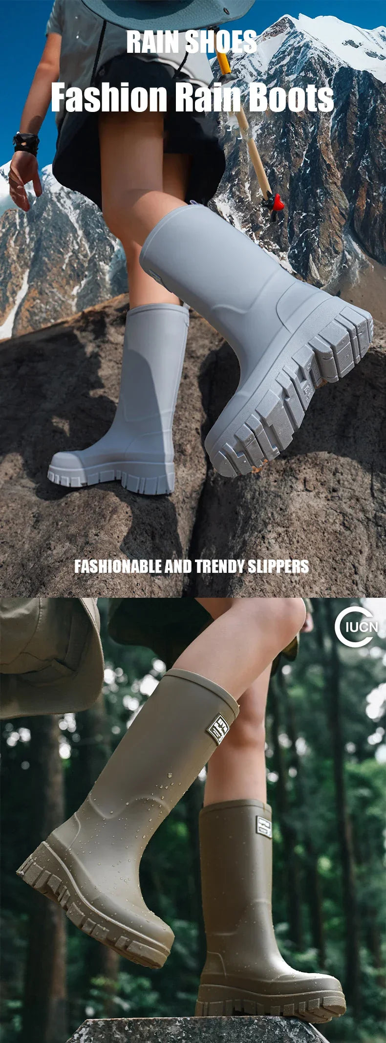 Women Waterproof Boots New Style Elastic Mouth Ankle Boots Mid Top Rain Shoes Non Slip Outdoor Indoor Chelsea Water Boot Woman