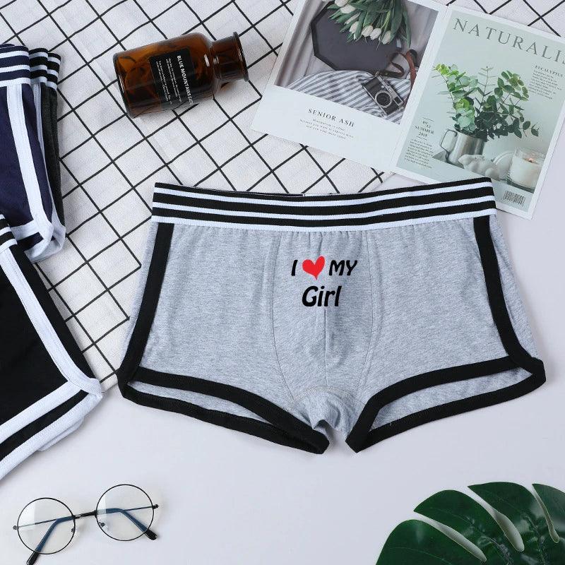 Sexy Couples Lovers Cotton Underwear I LOVE MY GIRL Men Boxer Shorts Homme Lingerie Women's Panties Cotton Underwears Boxers