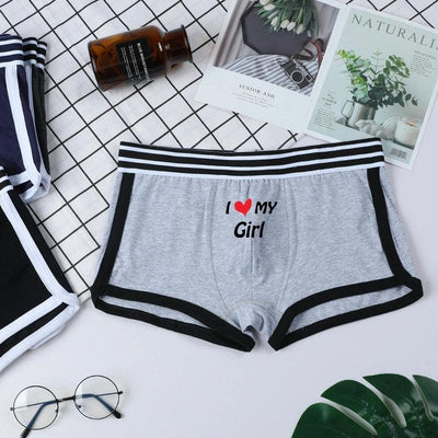 Sexy Couples Lovers Cotton Underwear I LOVE MY GIRL Men Boxer Shorts Homme Lingerie Women's Panties Cotton Underwears Boxers