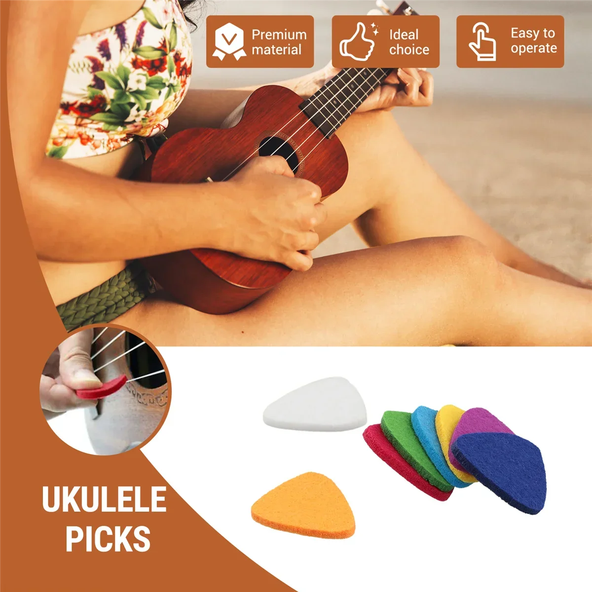 Ukulele Picks Felt Picks/Plectrums For Ukulele And Guitar,8 Pieces Guitar Picks,Multi-Color