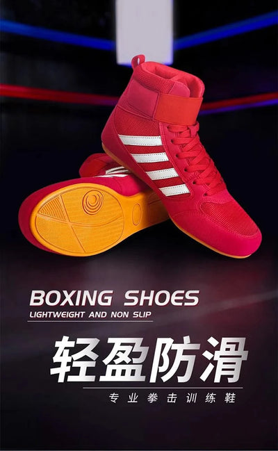 Boxing wrestling shoes children's adult training men women combat fighting Sanda high top shoes boots strength weightlifting gym