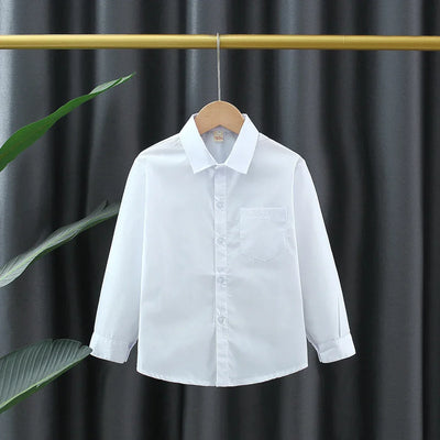 Spring And Autumn New White Long Sleeve Baby Boys' And Girls' Shirts, Soft And Comfortable Children'S Clothing For 90-180cm