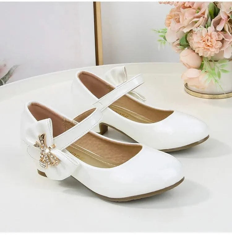 Children's Leather High Heels Shoes | Casual Soft Bottom Footwear Kids