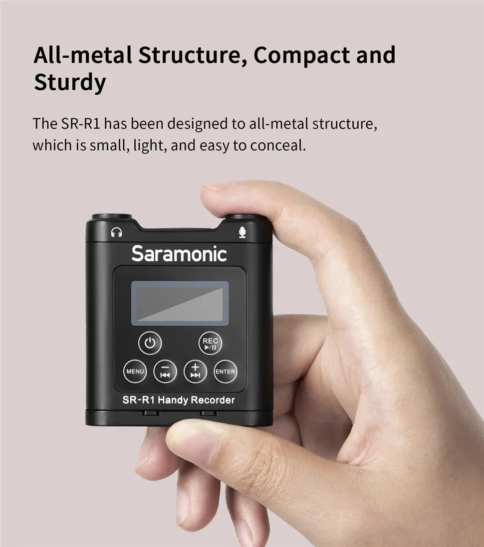 Saramonic SR-R1 Miniature Handy Recorder with Lavalier Microphone for Wedding Videography Interview, Filming and Recording