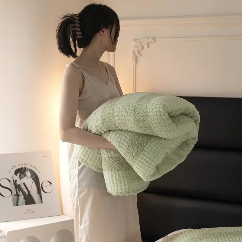 Teddy Fleece Blankets Stitch Winter Cozy Soft Blankets Multifunctional Farley Plush Blanket Cover Thermal Mat for Home Plaid 이불